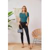 imageVICHYIE Fall Clothes Womens Crewneck Ribbed Long Sleeve Shirts Slim Fitted Tee Casual Basic Tshirt TopShortteal
