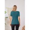 imageVICHYIE Fall Clothes Womens Crewneck Ribbed Long Sleeve Shirts Slim Fitted Tee Casual Basic Tshirt TopShortteal