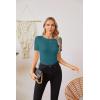 imageVICHYIE Fall Clothes Womens Crewneck Ribbed Long Sleeve Shirts Slim Fitted Tee Casual Basic Tshirt TopShortteal