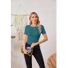 imageVICHYIE Fall Clothes Womens Crewneck Ribbed Long Sleeve Shirts Slim Fitted Tee Casual Basic Tshirt TopShortteal