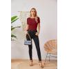 imageVICHYIE Fall Clothes Womens Crewneck Ribbed Long Sleeve Shirts Slim Fitted Tee Casual Basic Tshirt TopShortwine Red