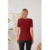 imageVICHYIE Fall Clothes Womens Crewneck Ribbed Long Sleeve Shirts Slim Fitted Tee Casual Basic Tshirt TopShortwine Red
