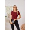 imageVICHYIE Fall Clothes Womens Crewneck Ribbed Long Sleeve Shirts Slim Fitted Tee Casual Basic Tshirt TopShortwine Red
