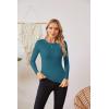 imageVICHYIE Fall Clothes Womens Crewneck Ribbed Long Sleeve Shirts Slim Fitted Tee Casual Basic Tshirt TopTeal