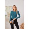 imageVICHYIE Fall Clothes Womens Crewneck Ribbed Long Sleeve Shirts Slim Fitted Tee Casual Basic Tshirt TopTeal