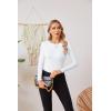 imageVICHYIE Fall Clothes Womens Crewneck Ribbed Long Sleeve Shirts Slim Fitted Tee Casual Basic Tshirt TopWhite