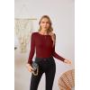 imageVICHYIE Fall Clothes Womens Crewneck Ribbed Long Sleeve Shirts Slim Fitted Tee Casual Basic Tshirt TopWine Red