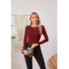 imageVICHYIE Fall Clothes Womens Crewneck Ribbed Long Sleeve Shirts Slim Fitted Tee Casual Basic Tshirt TopWine Red