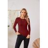 imageVICHYIE Fall Clothes Womens Crewneck Ribbed Long Sleeve Shirts Slim Fitted Tee Casual Basic Tshirt TopWine Red