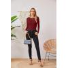imageVICHYIE Fall Clothes Womens Crewneck Ribbed Long Sleeve Shirts Slim Fitted Tee Casual Basic Tshirt TopWine Red