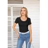 imageVICHYIE Summer Womens Scoop Neck Short Sleeve Shirts Ribbed Slim Fitted Casual Basic Top BlousesBlack