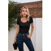 imageVICHYIE Summer Womens Scoop Neck Short Sleeve Shirts Ribbed Slim Fitted Casual Basic Top BlousesBlack