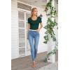 imageVICHYIE Summer Womens Scoop Neck Short Sleeve Shirts Ribbed Slim Fitted Casual Basic Top BlousesBlackish Green