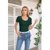 imageVICHYIE Summer Womens Scoop Neck Short Sleeve Shirts Ribbed Slim Fitted Casual Basic Top BlousesBlackish Green