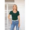 imageVICHYIE Summer Womens Scoop Neck Short Sleeve Shirts Ribbed Slim Fitted Casual Basic Top BlousesBlackish Green