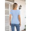 imageVICHYIE Summer Womens Scoop Neck Short Sleeve Shirts Ribbed Slim Fitted Casual Basic Top BlousesBlue Grey