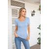 imageVICHYIE Summer Womens Scoop Neck Short Sleeve Shirts Ribbed Slim Fitted Casual Basic Top BlousesBlue Grey