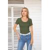 imageVICHYIE Summer Womens Scoop Neck Short Sleeve Shirts Ribbed Slim Fitted Casual Basic Top BlousesGreen