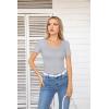 imageVICHYIE Summer Womens Scoop Neck Short Sleeve Shirts Ribbed Slim Fitted Casual Basic Top BlousesGrey