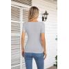 imageVICHYIE Summer Womens Scoop Neck Short Sleeve Shirts Ribbed Slim Fitted Casual Basic Top BlousesGrey