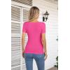 imageVICHYIE Summer Womens Scoop Neck Short Sleeve Shirts Ribbed Slim Fitted Casual Basic Top BlousesHot Pink