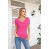 imageVICHYIE Summer Womens Scoop Neck Short Sleeve Shirts Ribbed Slim Fitted Casual Basic Top BlousesHot Pink