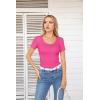 imageVICHYIE Summer Womens Scoop Neck Short Sleeve Shirts Ribbed Slim Fitted Casual Basic Top BlousesHot Pink