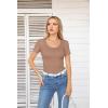 imageVICHYIE Summer Womens Scoop Neck Short Sleeve Shirts Ribbed Slim Fitted Casual Basic Top BlousesKhaki