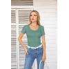 imageVICHYIE Summer Womens Scoop Neck Short Sleeve Shirts Ribbed Slim Fitted Casual Basic Top BlousesLight Green