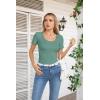 imageVICHYIE Summer Womens Scoop Neck Short Sleeve Shirts Ribbed Slim Fitted Casual Basic Top BlousesLight Green