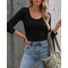 imageVICHYIE Summer Womens Scoop Neck Short Sleeve Shirts Ribbed Slim Fitted Casual Basic Top BlousesLongblack