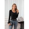 imageVICHYIE Summer Womens Scoop Neck Short Sleeve Shirts Ribbed Slim Fitted Casual Basic Top BlousesLongblack