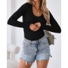 imageVICHYIE Summer Womens Scoop Neck Short Sleeve Shirts Ribbed Slim Fitted Casual Basic Top BlousesLongblack