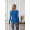 imageVICHYIE Summer Womens Scoop Neck Short Sleeve Shirts Ribbed Slim Fitted Casual Basic Top BlousesLongblue