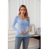imageVICHYIE Summer Womens Scoop Neck Short Sleeve Shirts Ribbed Slim Fitted Casual Basic Top BlousesLongblue Grey
