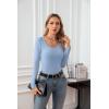 imageVICHYIE Summer Womens Scoop Neck Short Sleeve Shirts Ribbed Slim Fitted Casual Basic Top BlousesLongblue Grey