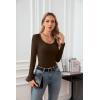imageVICHYIE Summer Womens Scoop Neck Short Sleeve Shirts Ribbed Slim Fitted Casual Basic Top BlousesLongcoffee