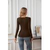 imageVICHYIE Summer Womens Scoop Neck Short Sleeve Shirts Ribbed Slim Fitted Casual Basic Top BlousesLongcoffee