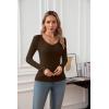 imageVICHYIE Summer Womens Scoop Neck Short Sleeve Shirts Ribbed Slim Fitted Casual Basic Top BlousesLongcoffee