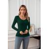 imageVICHYIE Summer Womens Scoop Neck Short Sleeve Shirts Ribbed Slim Fitted Casual Basic Top BlousesLongdark Green