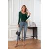 imageVICHYIE Summer Womens Scoop Neck Short Sleeve Shirts Ribbed Slim Fitted Casual Basic Top BlousesLongdark Green