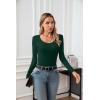 imageVICHYIE Summer Womens Scoop Neck Short Sleeve Shirts Ribbed Slim Fitted Casual Basic Top BlousesLongdark Green