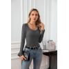 imageVICHYIE Summer Womens Scoop Neck Short Sleeve Shirts Ribbed Slim Fitted Casual Basic Top BlousesLongdark Grey