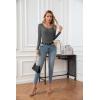 imageVICHYIE Summer Womens Scoop Neck Short Sleeve Shirts Ribbed Slim Fitted Casual Basic Top BlousesLongdark Grey