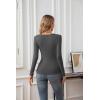 imageVICHYIE Summer Womens Scoop Neck Short Sleeve Shirts Ribbed Slim Fitted Casual Basic Top BlousesLongdark Grey