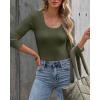 imageVICHYIE Summer Womens Scoop Neck Short Sleeve Shirts Ribbed Slim Fitted Casual Basic Top BlousesLonggreen