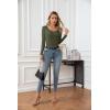 imageVICHYIE Summer Womens Scoop Neck Short Sleeve Shirts Ribbed Slim Fitted Casual Basic Top BlousesLonggreen