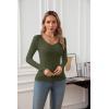 imageVICHYIE Summer Womens Scoop Neck Short Sleeve Shirts Ribbed Slim Fitted Casual Basic Top BlousesLonggreen