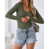 imageVICHYIE Summer Womens Scoop Neck Short Sleeve Shirts Ribbed Slim Fitted Casual Basic Top BlousesLonggreen