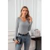 imageVICHYIE Summer Womens Scoop Neck Short Sleeve Shirts Ribbed Slim Fitted Casual Basic Top BlousesLonggrey